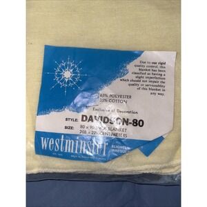Vintage 1950s  Westminster NOS yellow cotton thin blanket 80x90 size